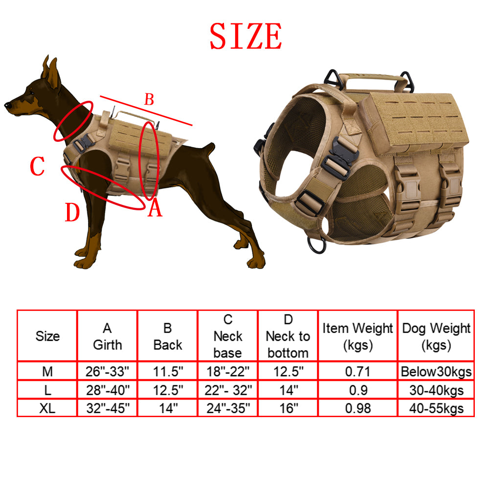 BAOTAC Tactical Dog Harness Escape- Proof Military Vest No Pulling Working or Training Pet Vest for Medium & Large D9 version