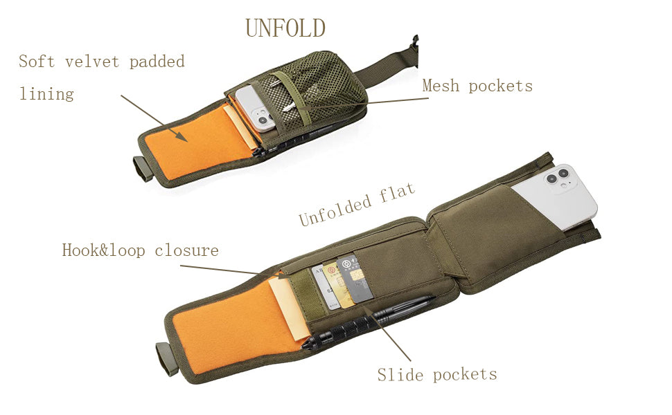 BAOTAC Tactical Molle EDC Cellphone Pouch with Compass Holster Phone Case Molle Tool Pouch Universal Waist Bag