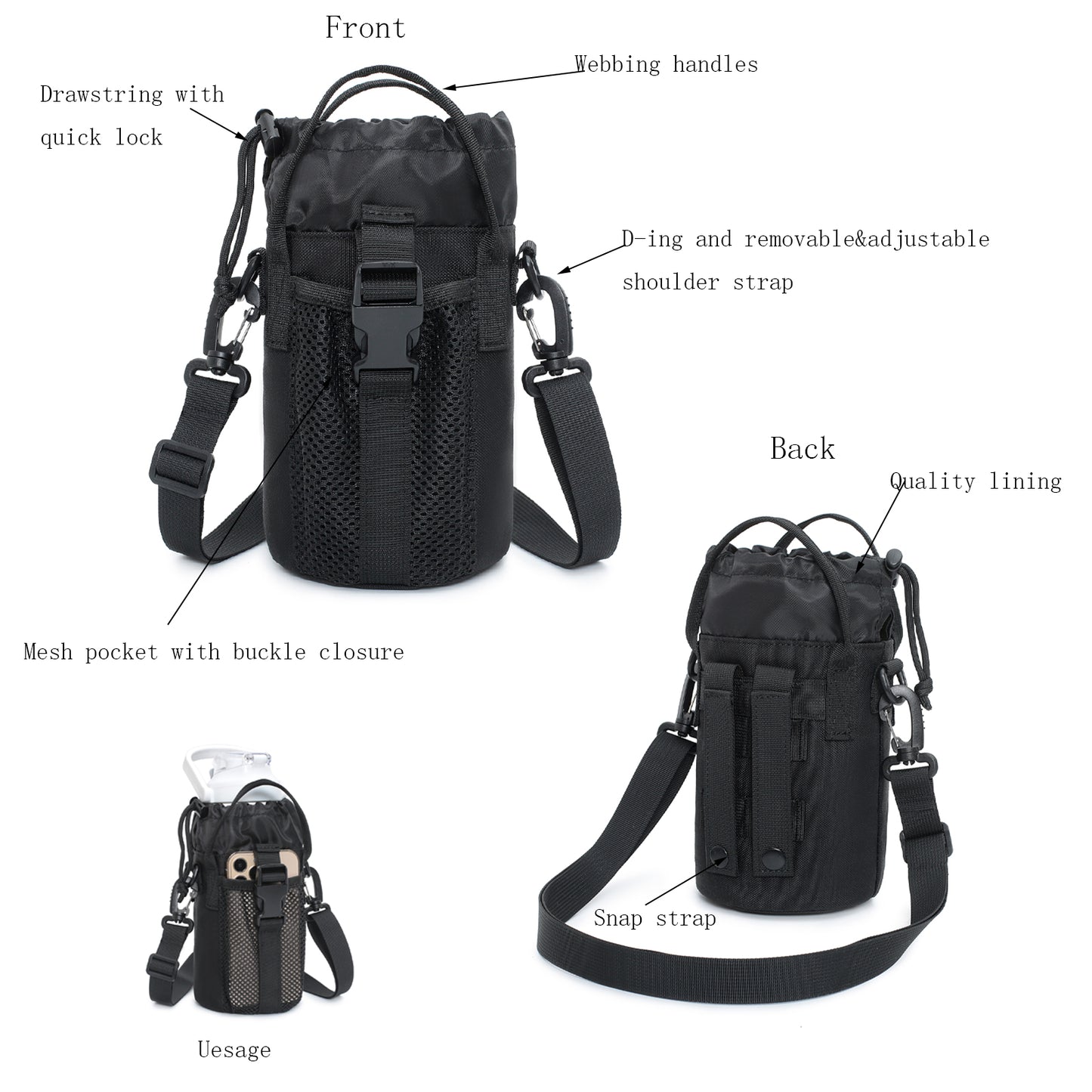 BAOTAC tactical molle EDC Water Bottle Pouches with handles A1