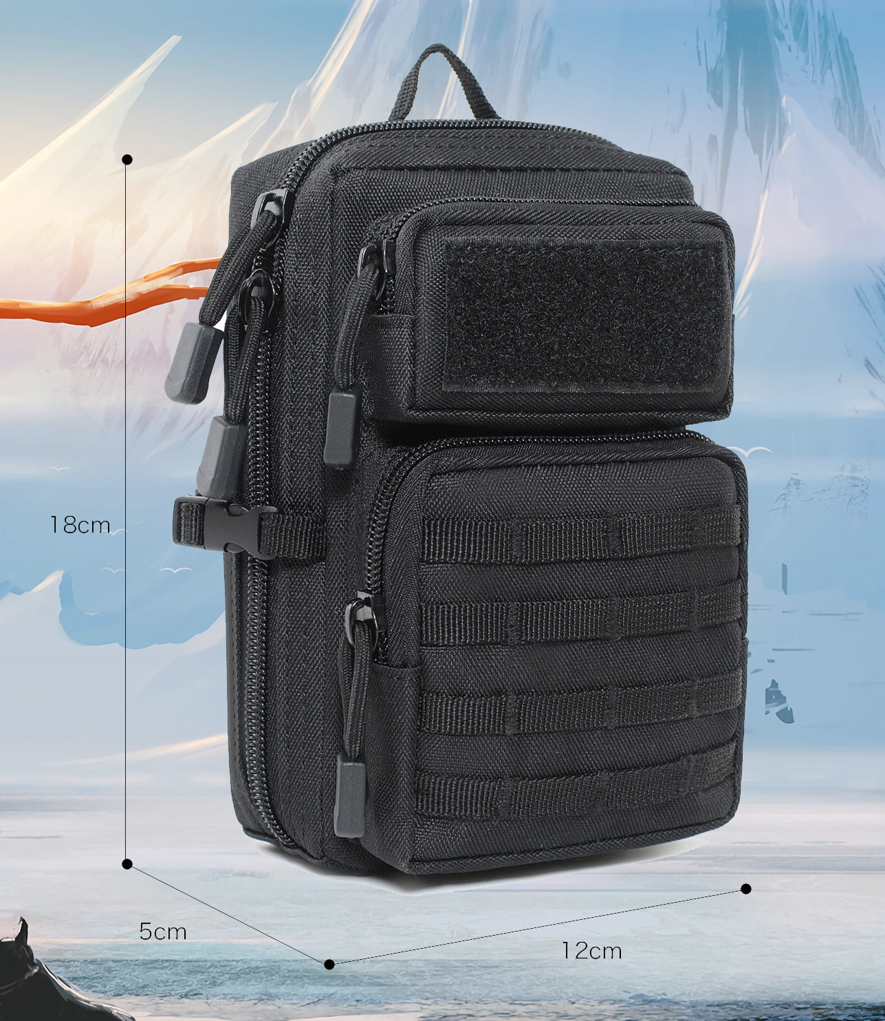 BAOTAC Tactical Mini 3D Backpack Design Molle Pouch, EDC Utility Tool Pouch, Tactical Phone Pouches, Admin Waist Pouches