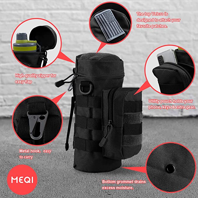 BAOTAC MOLLE Water Bottle Holder Metal Hook for Backpacking Tactical Bottle Pouch Carrier for Travel Hiking Cycling trekking school etc.