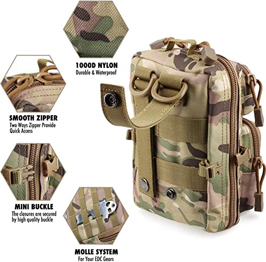 BAOTAC Tactical Mini 3D Backpack Design Molle Pouch, EDC Utility Tool Pouch, Tactical Phone Pouches, Admin Waist Pouches