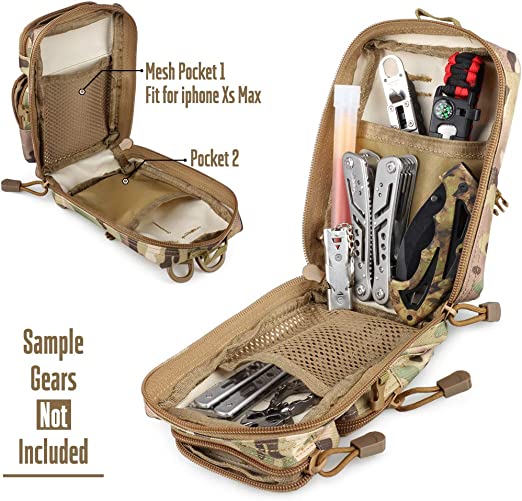 BAOTAC Tactical Mini 3D Backpack Design Molle Pouch, EDC Utility Tool Pouch, Tactical Phone Pouches, Admin Waist Pouches