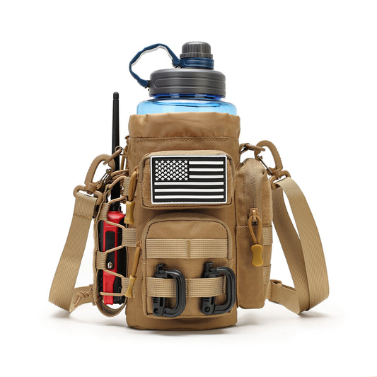 MOLLE Water Bottle Holder with Shoulder&Strap Large Capacity, Multi-Functional Daily Use  Universal Tool Pouch for Hiking,Biking,Fishing or Others Outdoors Sports
