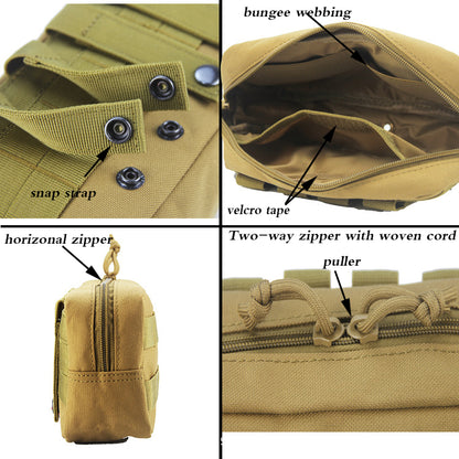 BAOTAC 9 inch Tactical Molle  Rectangular Zippered EDC Waist Pouch