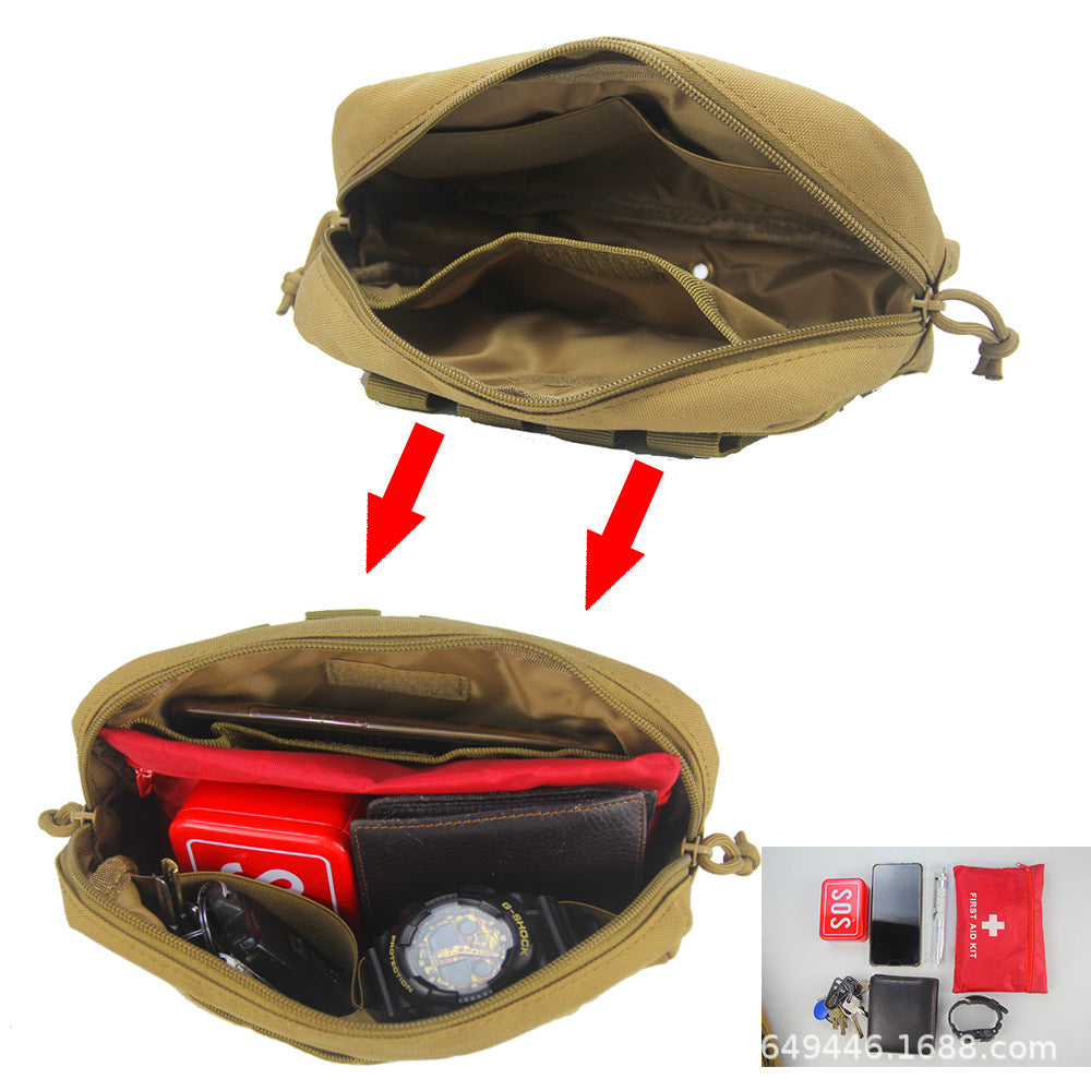 BAOTAC 9 Inches Tactical Molle  Rectangular Zipper EDC Waist Pouch with Velcro Tape
