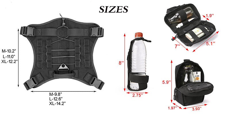 BAOTAC Tactical Dog Harness sets for Medium L and XL Dogs  with Handle, Service Dog Vest with Molle  Panels