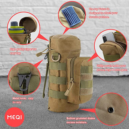 BAOTAC MOLLE Water Bottle Holder Metal Hook for Backpacking Tactical Bottle Pouch Carrier for Travel Hiking  Cycling trekking  school etc.