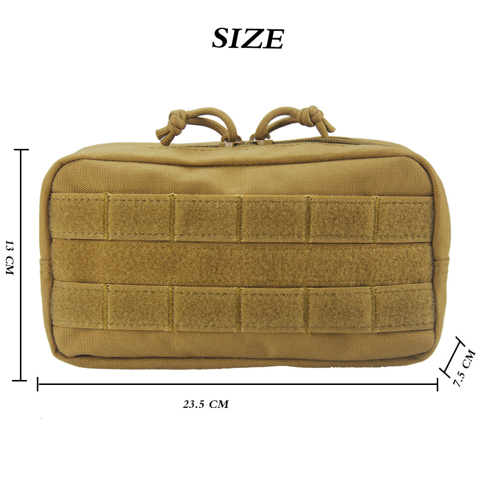 BAOTAC 9 Inches Tactical Molle  Rectangular Zipper EDC Waist Pouch with Velcro Tape